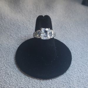 Emerald cut cubic zirconia ring